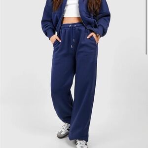 Boohoo Navy Bomber Jacket and Pants Set